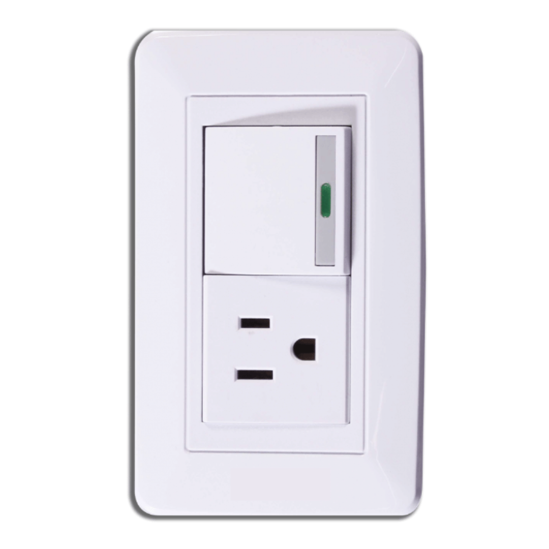 TOMA + INTERRUPTOR  BLANCO PLATINO