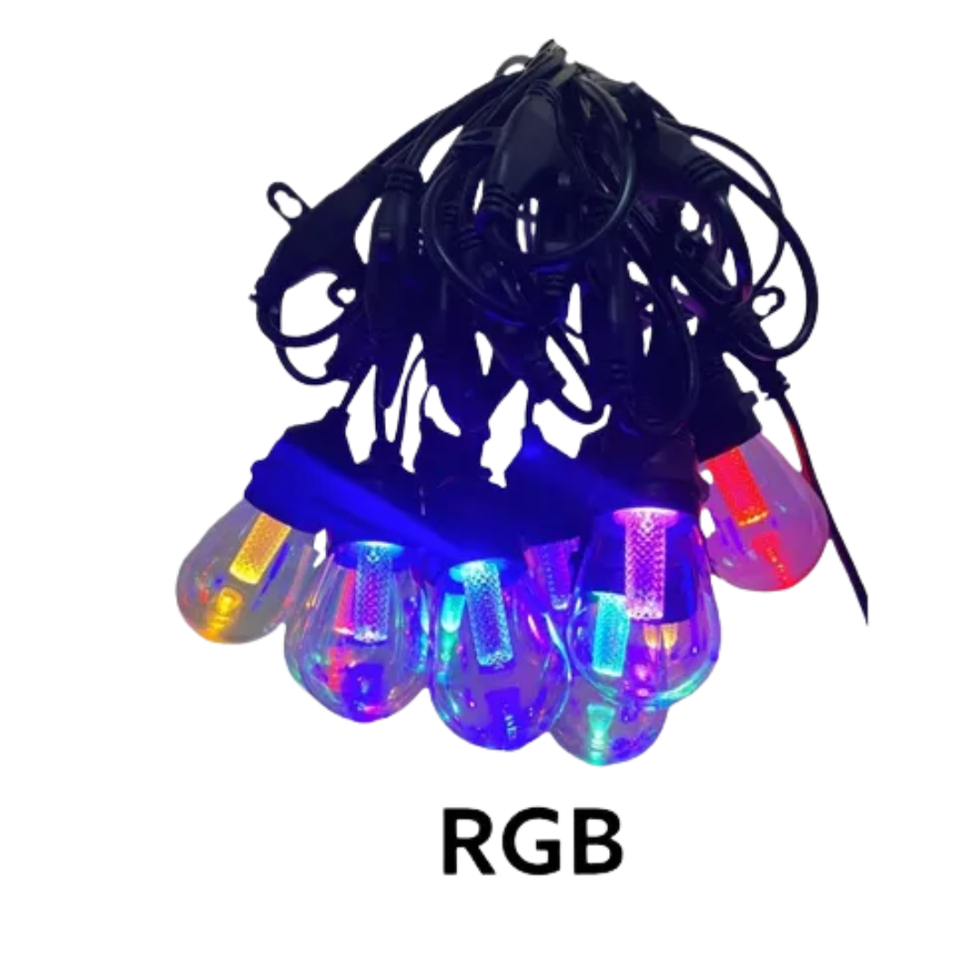 RAMAL SOLAR 10MT 20 BOMBILLO 8W GOTA TRANSPARENTE FILA MULTICOLOR