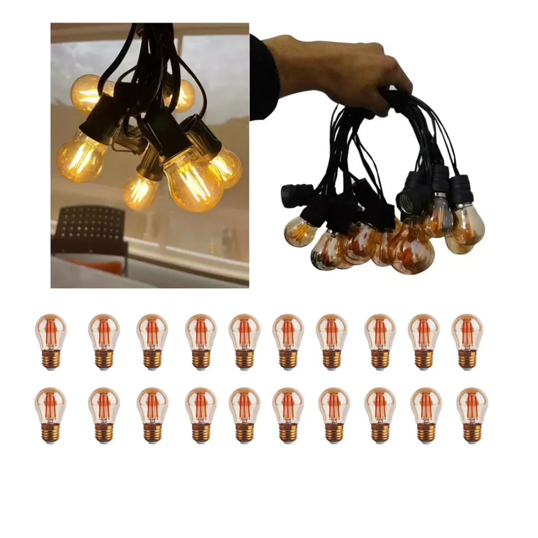 RAMAL SOLAR 5MT 10 BOMBILLO 5W PIN PON TRANSPARENTE FILAMENTO