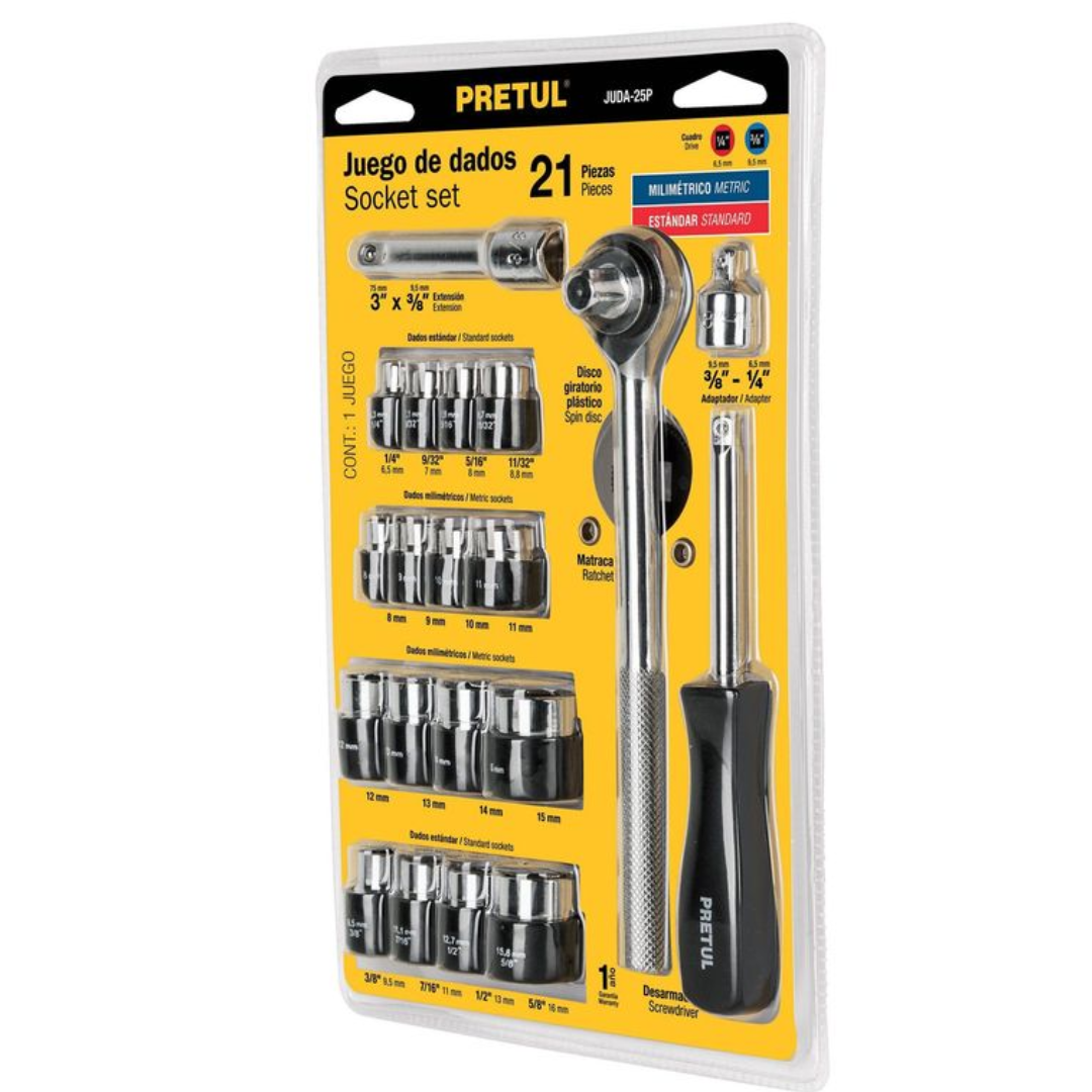 JUEGO RACHET  1/4 22 PIEZAS BLISTER