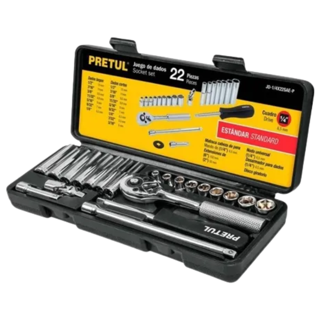 JUEGO RACHET 1/4 22 PIEZAS FINO